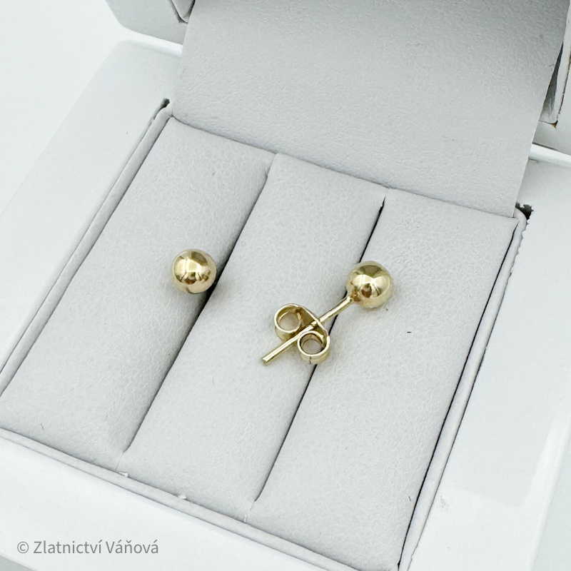 Žluté zlato náušnice KULIČKY 4,4mm